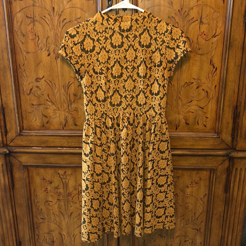 💙Golden Yellow Skater Dress High Neck Keyhole